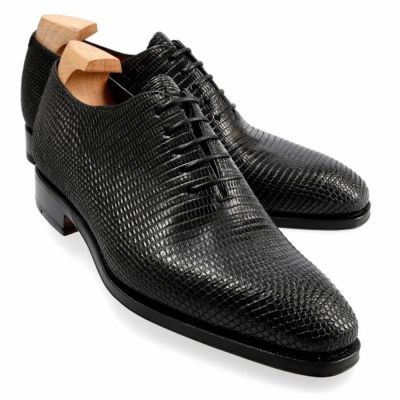 CMR CHAMARIPA Zapatos de altura para hombre | Zapatos Oxford negros de piel de lagarto 7 CM
