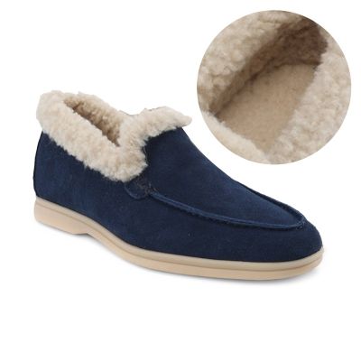 CMR CHAMARIPA Zapatos con Alzas Hombre | Mocasines Ante Marino con Pelo 5 CM