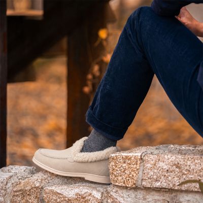 CMR CHAMARIPA Zapatos con Alzas Hombre | Mocasines Ante Beige con Pelo 5 CM
