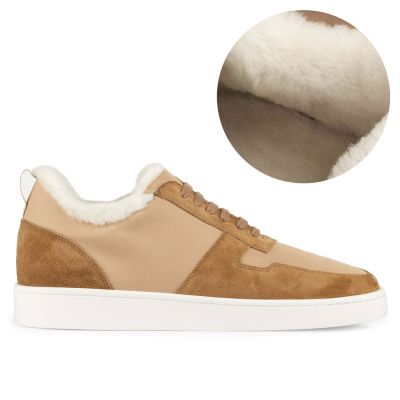 CMR CHAMARIPA Zapatillas con Alzas Hombre | Zapatillas Ante Beige con Pelo 6 CM