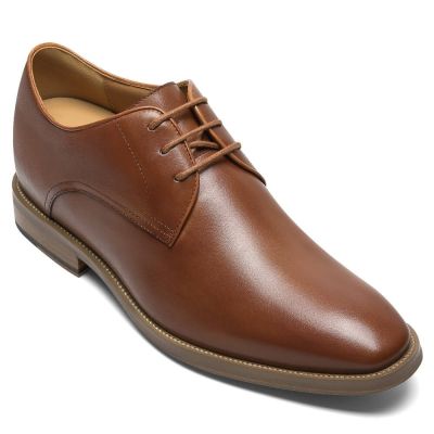 CMR CHAMARIPA Zapatos de vestir con alzas para hombre - Zapatos Derby de piel auténtica marrón con alzas de 7 cm