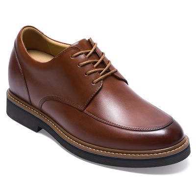 CMR CHAMARIPA Zapatos con alzas para hombre | Zapatos Derby business casual de cuero marrón 8 cm