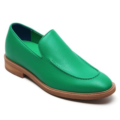 Mocasines veganos verdes: zapatos veganos con aumento de altura para hombres de 5 cm/1,95 pulgadas
