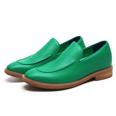 Mocasines veganos verdes: zapatos veganos con aumento de altura para hombres de 5 cm/1,95 pulgadas
