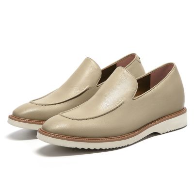 Mocasines veganos de color albaricoque para hombre: zapatos veganos invisibles con aumento de altura de 5 cm/1,95 pulgadas