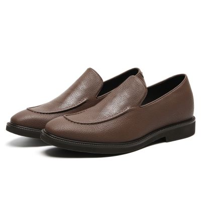 Mocasines veganos para hombre - Zapatos formales con alzas marrones de 5 cm/1,95 pulgadas