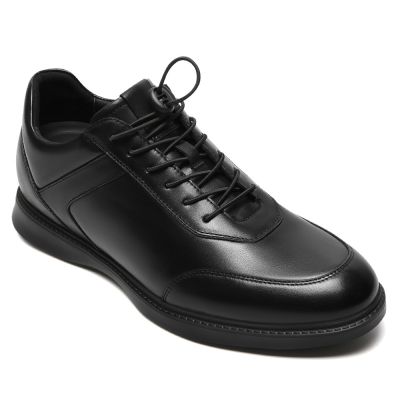 CMR CHAMARIPA Zapatos con alzas de altura para hombre | Zapatos casuales de negocios de cuero negro 7 cm