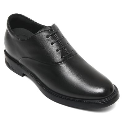 Zapatos Oxford con alza para hombre de 7 cm / 2,76 pulgadas | Zapatos de cuero negros para negocios y ocasiones informales