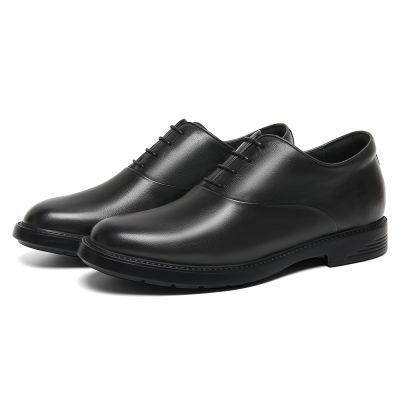 Zapatos Oxford con alza para hombre de 7 cm / 2,76 pulgadas | Zapatos de cuero negros para negocios y ocasiones informales
