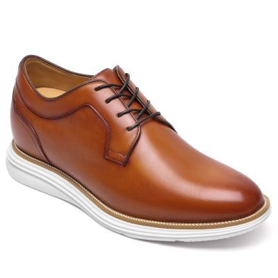 CMR Chamaripa Zapatos Formales Con Alza Para Hombre de 7 CM - Calzado Informal de Negocios en Piel Marrón