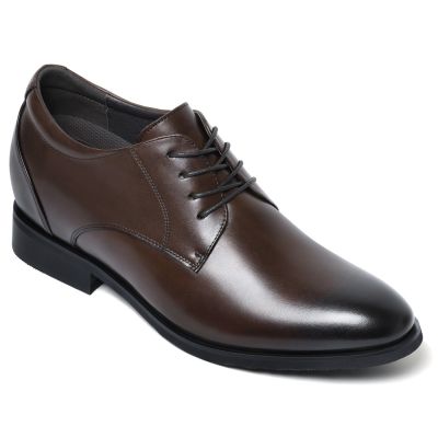 CMR CHAMARIPA  zapatos de hombre con tacón alto | Zapatos de vestir de piel marrón que te hacen parecer 7 cm más alto