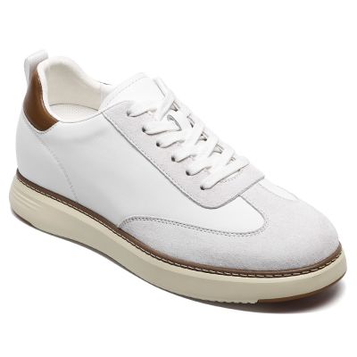 CMR CHAMARIPA Zapatos Con Alzas Para Hombre Zapatos Casuales de Piel Color Hueso de 7 CM