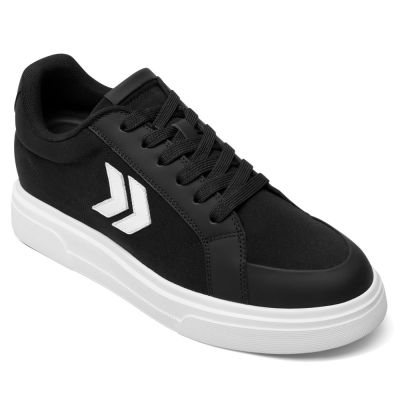 Zapatillas bajas de tela negra para hombre – Calzado para aumentar estatura 8 cm