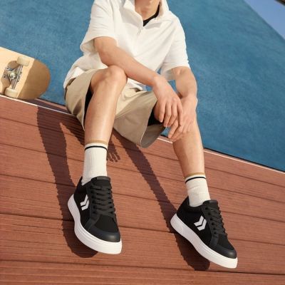 Zapatillas bajas de tela negra para hombre – Calzado para aumentar estatura 8 cm