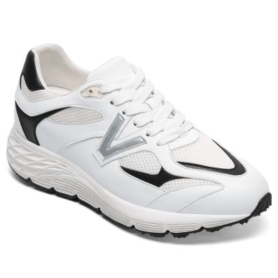 Deportivas con Alzas para Hombre – Zapatillas Deportivas Blancas de Microfibra 8cm