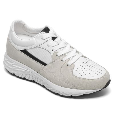8cm Deportivas con Alzas para Hombre – Zapatillas de Cuero Off-White