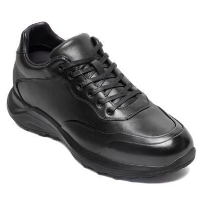 CMR CHAMARIPA Zapatillas Deportivas Para Hombre Con Tacón Oculto Y Aumento de Altura de 8 Cm Calzado De Piel Negra