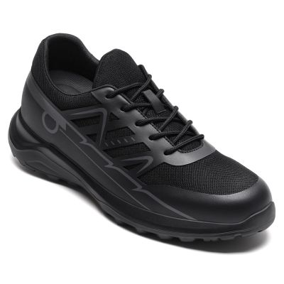 CMR CHAMARIPA Zapatillas con alzas para hombre | Sneakers de malla negra 8 cm