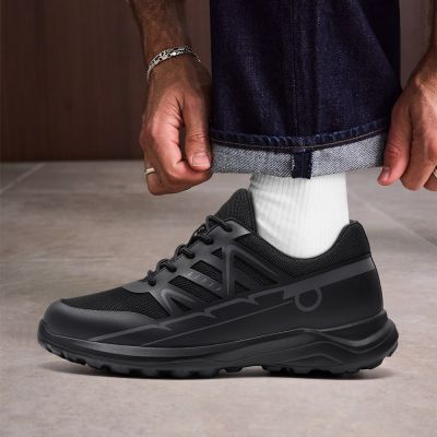 CMR CHAMARIPA Zapatillas con alzas para hombre | Sneakers de malla negra 8 cm
