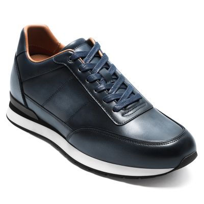 CMR CHAMARIPA Shoe that Make You Taller for Men | Grey Blue Leather Hybrid Dress Sneaker 8 CM