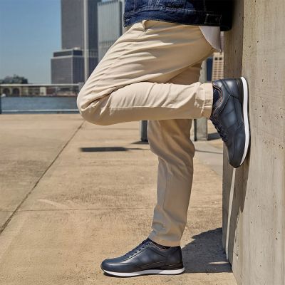 CMR CHAMARIPA Shoe that Make You Taller for Men | Grey Blue Leather Hybrid Dress Sneaker 8 CM