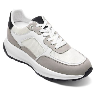 CMR CHAMARIPA Zapatillas con alzas para hombre | Zapatillas deportivas transpirables blancas 8 cm