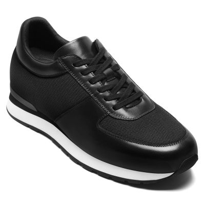 CMR CHAMARIPA Zapatillas con alzas para hombre | Zapatos casuales de malla negros elegantes 8 cm