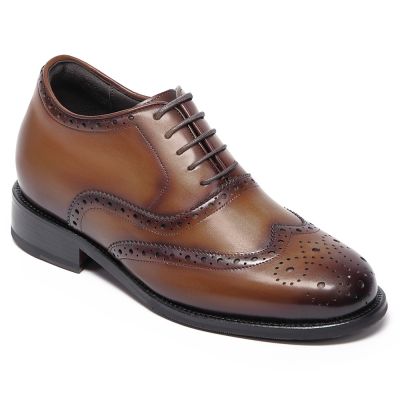 Zapatos Con Alzas De Vestir Para Hombre – Oxford Brogue 7cm Marrón