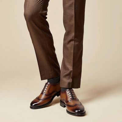 Zapatos Con Alzas De Vestir Para Hombre – Oxford Brogue 7cm Marrón