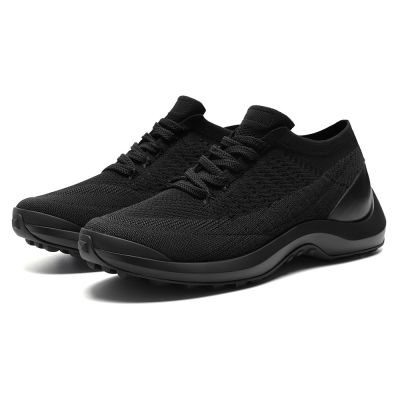 CMR CHAMARIPA Zapatillas con alzas para hombre | Sneakers de tejido de punto transpirable negro 7 CM