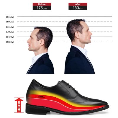 Black Height Incrasing Elevator Shoes Occident Dress Shoes