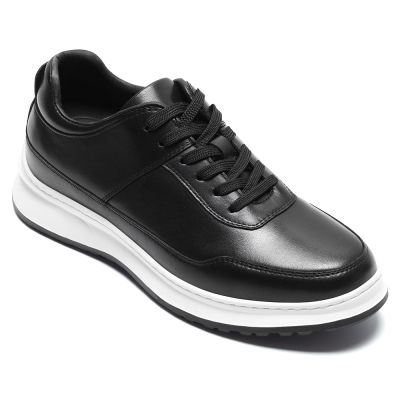 CMR CHAMARIPA Zapatos con alzas para hombre | Sneakers casuales de cuero negro 7 cm