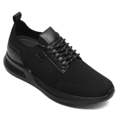 Zapatillas Con Alzas Hombre 7cm – Zapatillas Negras De Tejido Tricotado