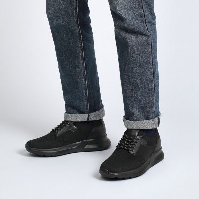 Zapatillas Con Alzas Hombre 7cm – Zapatillas Negras De Tejido Tricotado