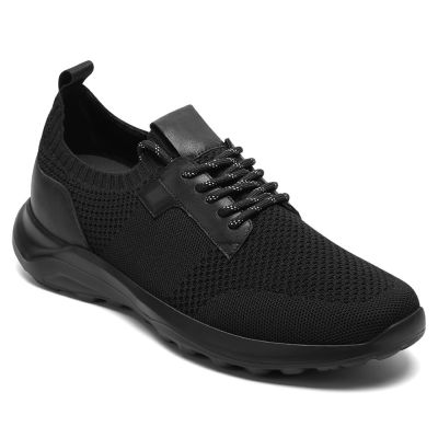 CMR CHAMARIPA - Zapatos para hombre con aumento de altura | Zapatillas deportivas informales de punto negro 7 cm