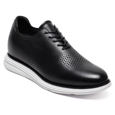 CMR CHAMARIPA Zapatos con alzas para hombre | Oxford clásicos de cuero negro 7 cm