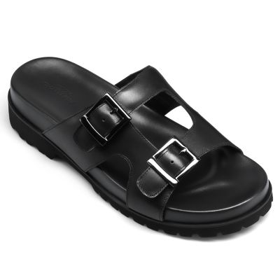 zapatos con alzas - zapatos mas altos -Chaussons Cuir de Vachette Noir 5CM 