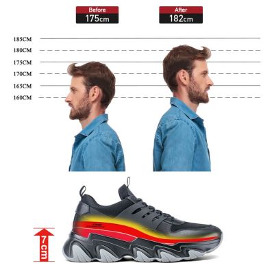  CMR CHAMARIPA Zapatillas deportivas con aumento de altura - Negras, transpirables, 7 cm de aumento de altura