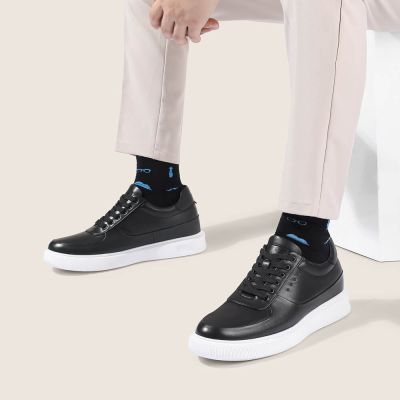 zapatos altos hombre - zapatos con alzas para hombre - Zapatillas Casual Negras 6 CM