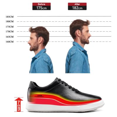 Zapatillas Transpirables de Cuero Vacuno + 7 cm