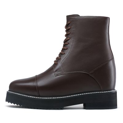 Botas Hombre Tacon Alto - Zapatos Con Tacones Para Hombres - Botas altas marrones 14 CM
