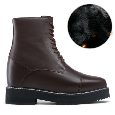 Botas Hombre Tacon Alto - Zapatos Con Tacones Para Hombres - botas forradas pelo marron calentitas 14 CM