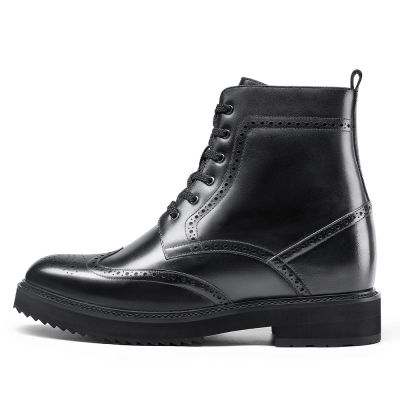 CMR CHAMARIPA Botas invisibles  con aumento de altura - Botas brogue negras, aumentan 10 cm de altura