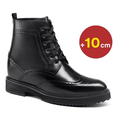 CMR CHAMARIPA Botas invisibles  con aumento de altura - Botas brogue negras, aumentan 10 cm de altura