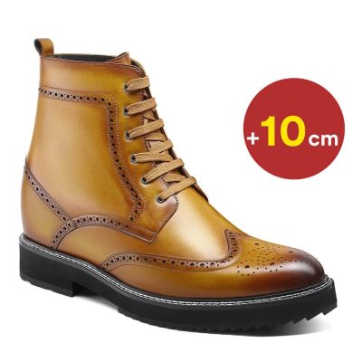 Botines Marrones con Aumento de 10 cm de Cuero de Vaca