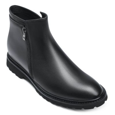 Botas Hombre Con Cremallera Lateral - Zapatos Con Alzas Para Hombre - Botas Para Aumentar Estatura 8 CM