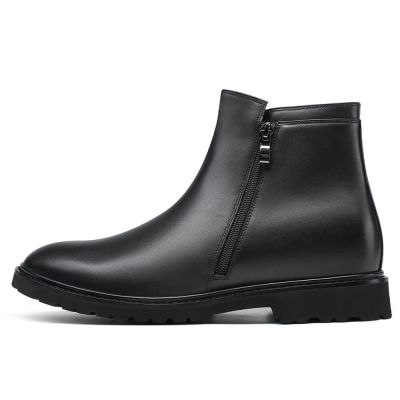 Botas Hombre Con Cremallera Lateral - Zapatos Con Alzas Para Hombre - Botas Para Aumentar Estatura 8 CM