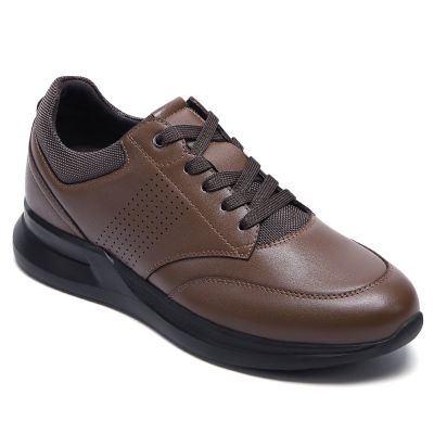 CMR CHAMARIPA Zapatos con Alzas para Hombre - Cuero Rojo Marrón Zapatos Casuales para Uso Diario 7 CM