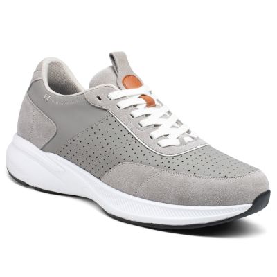 CMR CHAMARIPA Zapatillas de deporte para hombre con alzas de ante gris, aumentan la altura 8 cm