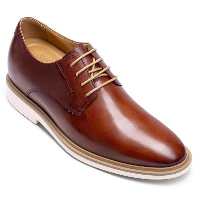Zapatos de vestir hombre con alzas – Derby de cuero marrón 7cm